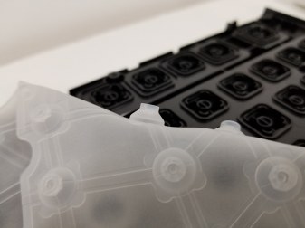 Bubbles in a membrane keyboard. Source: deskthority.net